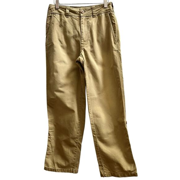 Free People Cleo Washed Khaki Cotton Canvas Roll Tab Straight Chino Pant Size 4 - Picture 5 of 15